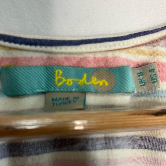 Boden Colorful Striped Sleeveless V-neck Flower Womens Top Size 4 - Picture 2 of 4